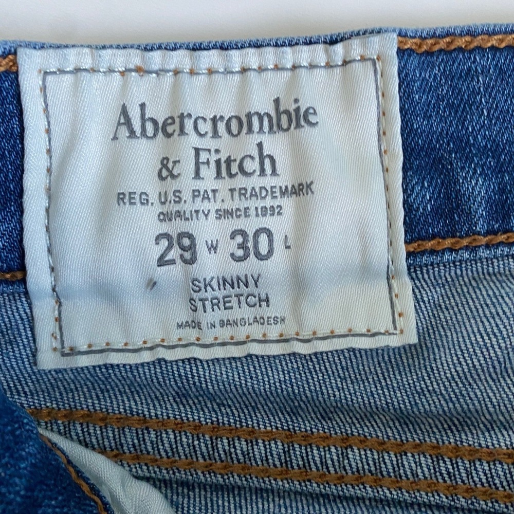 Abercrombie & Fitch Skinny Stretch Jeans Womens 29x30 Medium Wash Blue Mid Rise - Picture 6 of 10